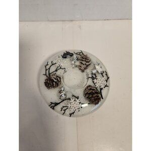 Glass Candle Holder 5"×2" Winter  Pinecones TraumLicht Glide Germany New
